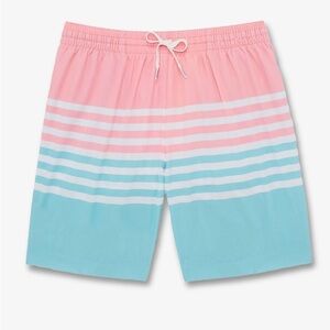 NWOT Chubbies Men’s Classic Swim Trunks in Blue/Pink White Stripe 7” inseam S